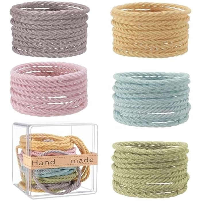 fashion mania Women Elastic Hair Tie, Simplicity Thread Ponytail Holders Hair Bands For Girls, 5 Colors No Damage Hair Accessories For Thin and Thick Hair/Pony Tails - Image 1